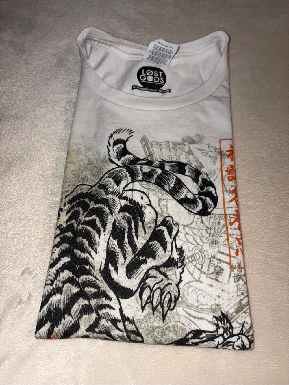 Lost Gods White Graphic Tiger T-Shirt Size Medium